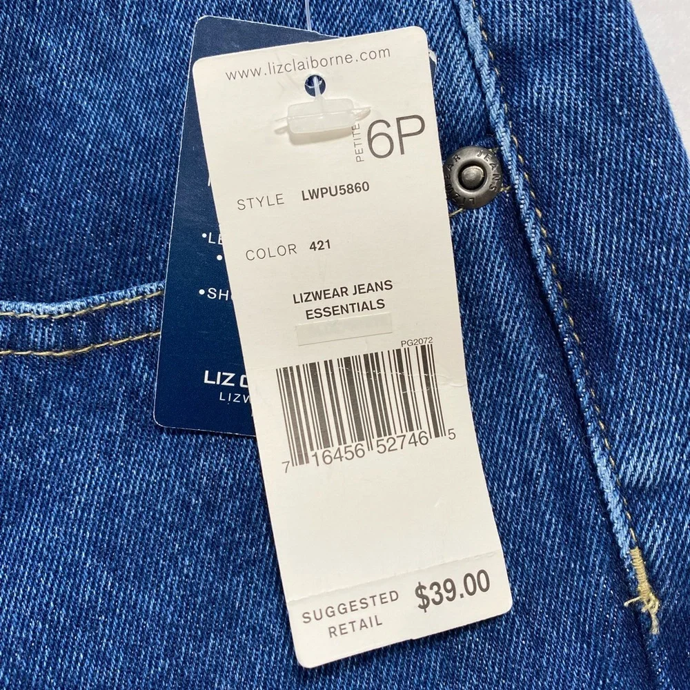 NWT Liz Claiborne Bootcut Fit Jeans in Dark Blue Denim Women’s Size 6 Petite - Picture 5 of 10